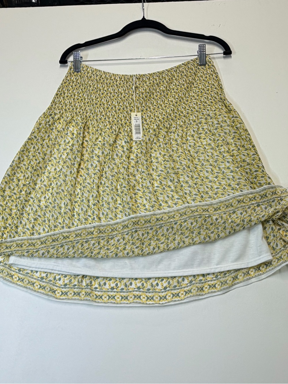 W132 Max Studio Yellow Floral High-Low Smocked Waist Skirt